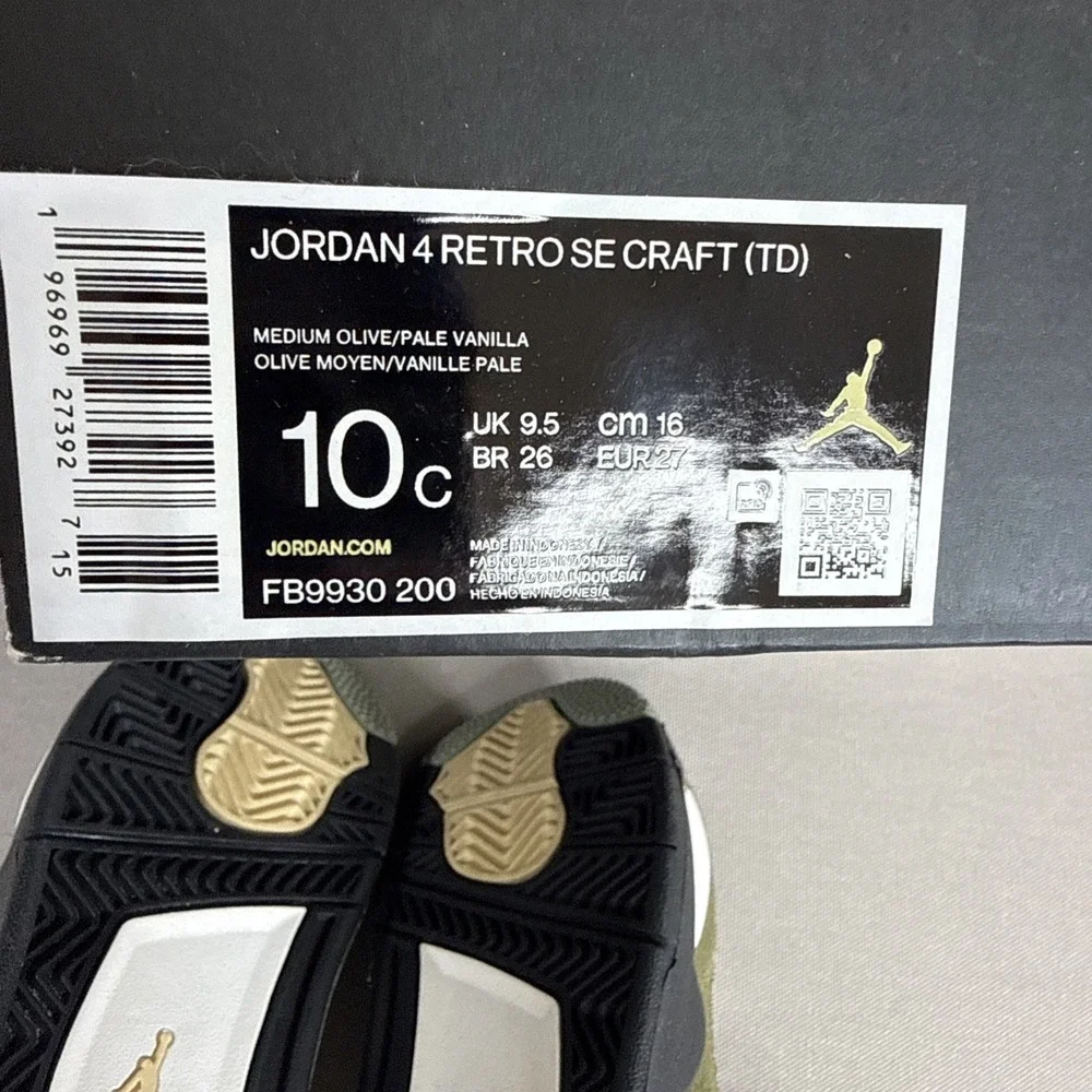 Jordan Air Jordan 4 Retro SE Craft Size 10C Olive Green With Box FB9930-200